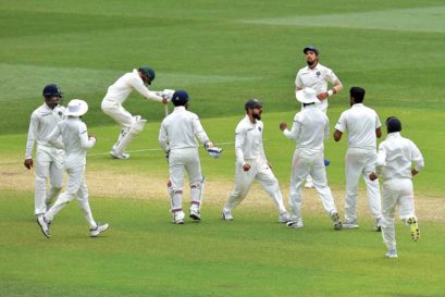 Kohli’s men celebrate their victory in Adelaide