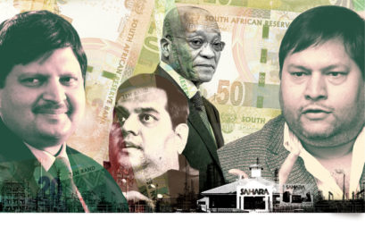 (L-R) Atul Gupta; Rajesh Gupta; former President of South Africa Jacob Zuma and Ajay Gupta