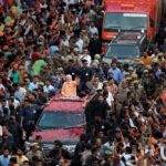 Modi at a roadshow in Varanasi