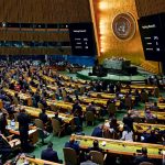 Voting on a resolution concerning the invasion of Ukraine by Russia underway at the United Nations General Assembly in New York, March 2, 2022