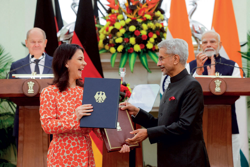 German Foreign Minister Annalena Baerbock and External Affairs Minister S Jaishankar, New Delhi, October 25, 2024