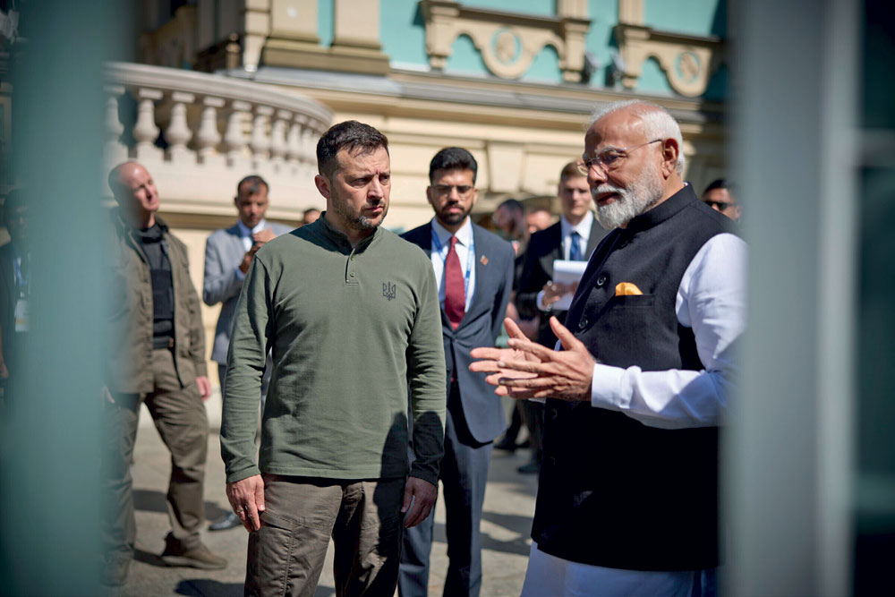 Ukrainian President Volodymyr Zelensky and Narendra Modi, Kyiv, August 23, 2024