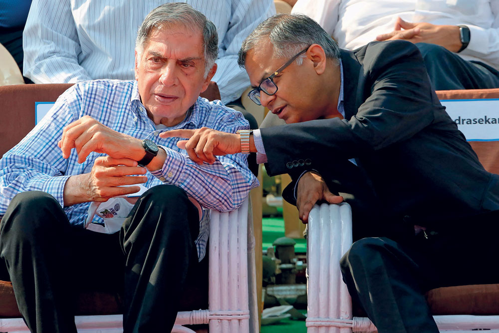 Ratan Tata with Tata Chairman Natarajan Chandrasekaran, Jamshedpur