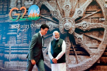 Prime Minister Narendra Modi and Canadian Prime Minister Justin Trudeau at the G20 Summit, New Delhi