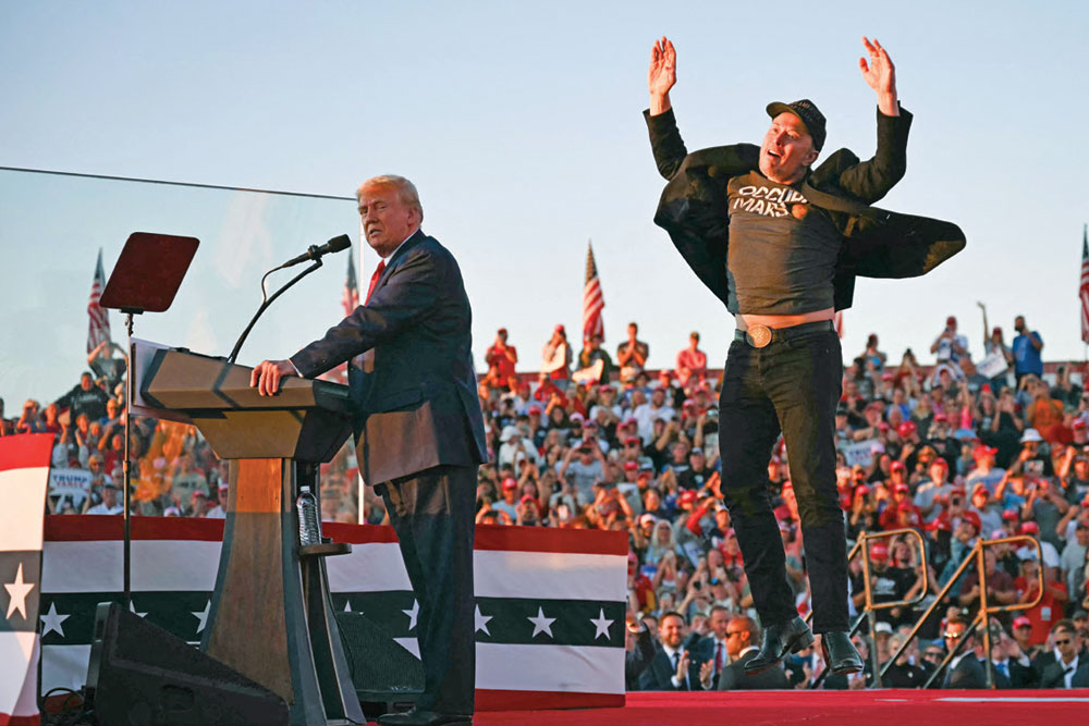 Winners: Elon Musk at a Trump rally in Butler, Pennsylvania, October 5, 2024 