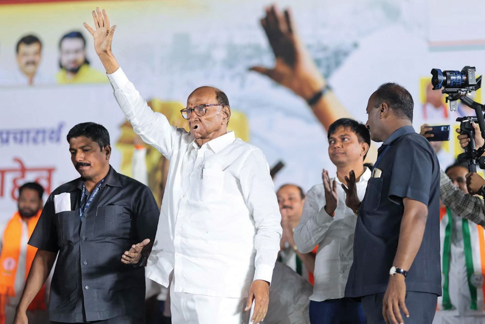 NCP (SP) chief Sharad Pawar at an event in Jalgaon Rural Assembly constituency, November 11, 2024