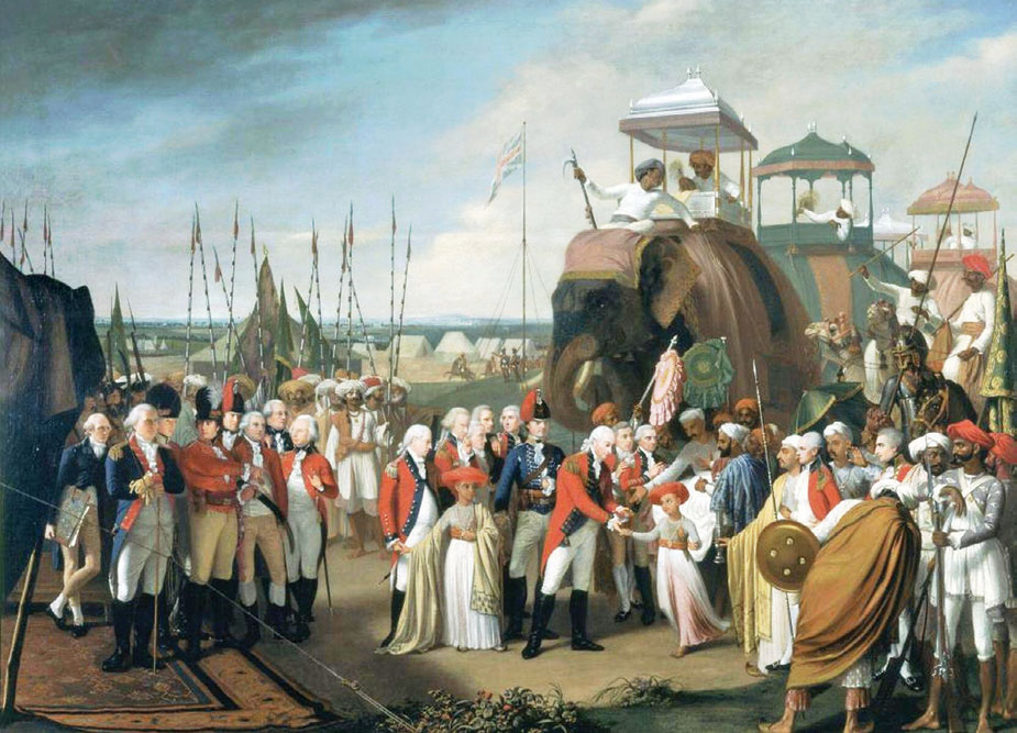 The Reception of the Mysorean Hostage Princes by Marquis Cornwallis, February 26, 1792, oil on canvas by Robert Home, circa 1793