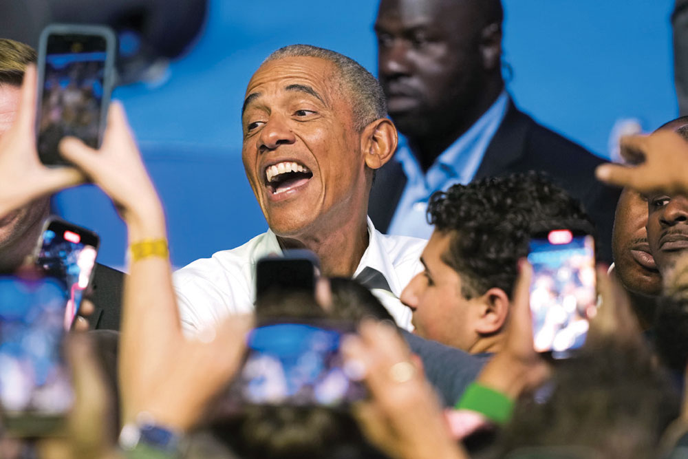 Barack Obama at a campaign rally in Philadelphia, October 28, 2024 