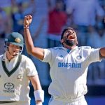 Jasprit Bumrah celebrates the dismissal of Australia’s Steve Smith, Perth, November 22, 2024