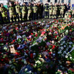 A makeshift memorial outside the Johannes church near the site of the attack