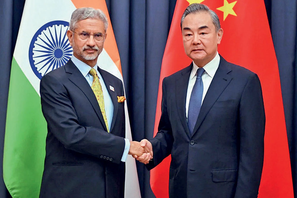 External Affairs Minister S Jaishankar and Chinese Foreign Minister Wang Yi in Vientiane, Laos, July 25, 2024