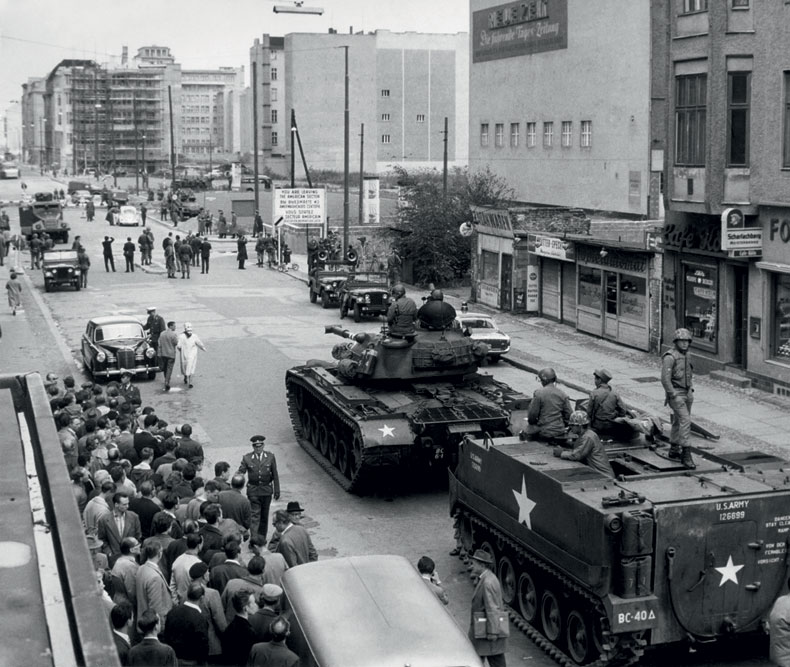 Cold War at its peak: American tanks at Checkpoint Charlie, Berlin, August 1961 