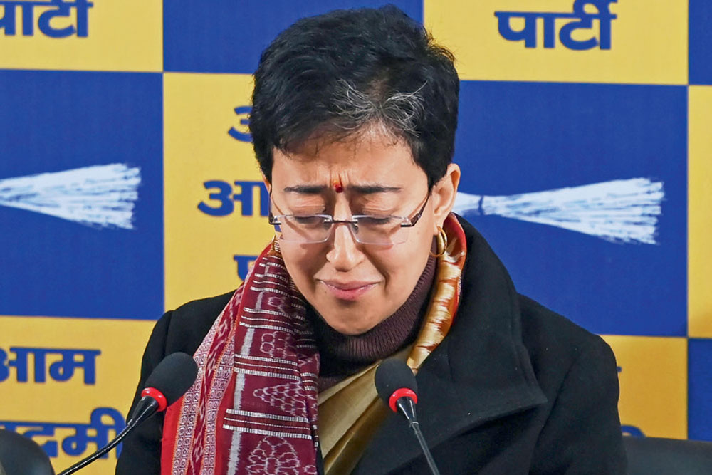 Delhi Chief Minister Atishi at AAP’s headquarters, New Delhi, January 6, 2025