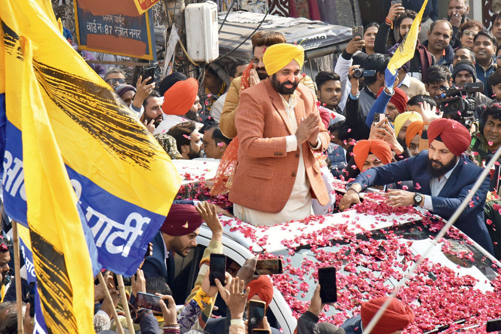 Punjab Chief Minister Bhagwant Mann campaigns for AAP in Patel Nagar, January 17, 2025 