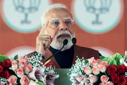 Prime Minister Narendra Modi at a rally in Rohini, Delhi, January 5, 2025