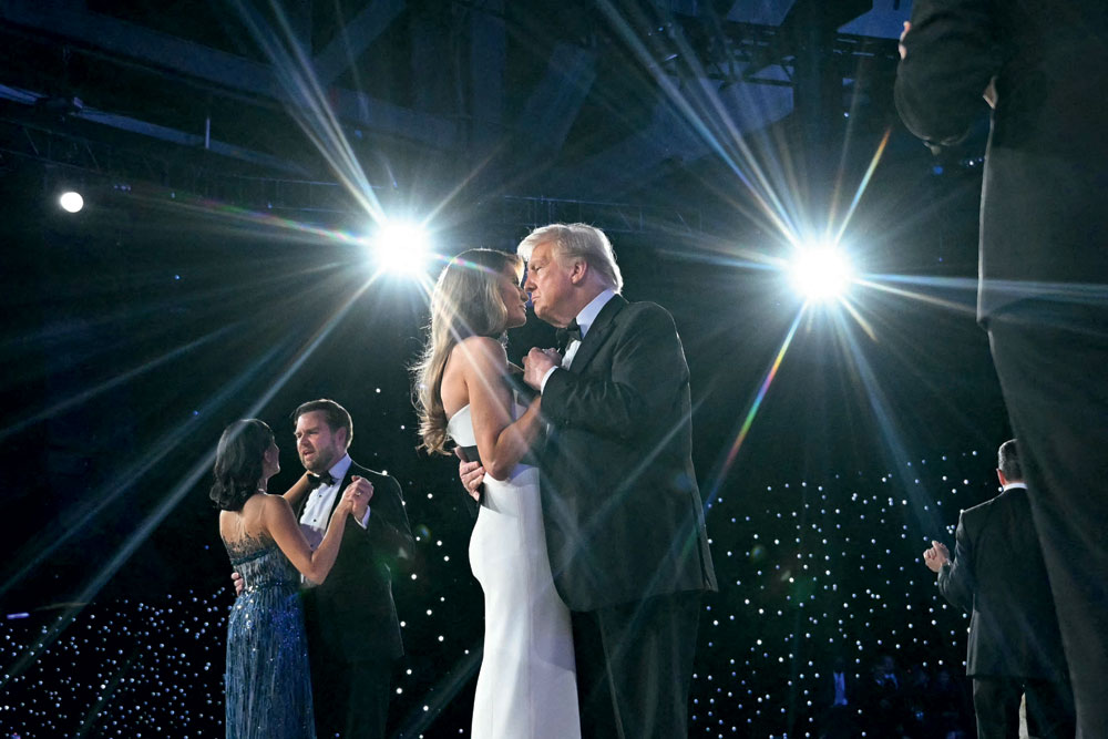 The Trumps and the Vances at the inaugural ball 