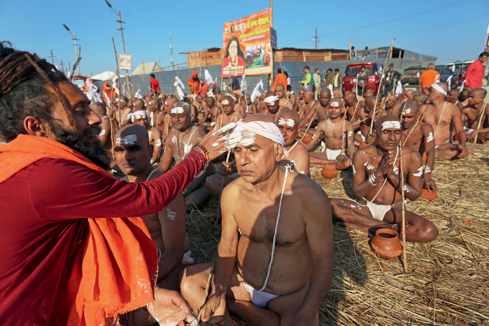 An initiation ceremony of Naga Sadhus, January 18, 2025