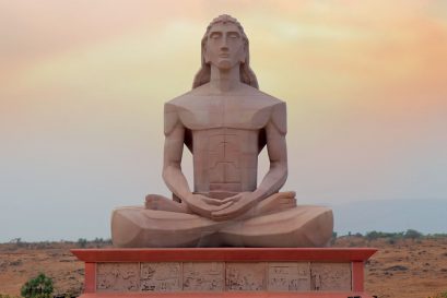 A 43-foot statue of Rishabhdev at Abhay Prabhavana