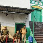 Police outside the Sambhal Mosque, November 25, 2024