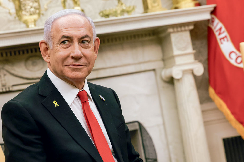 Israeli Prime Minister Benjamin Netanyahu at the White House, Washington, February 4, 2025