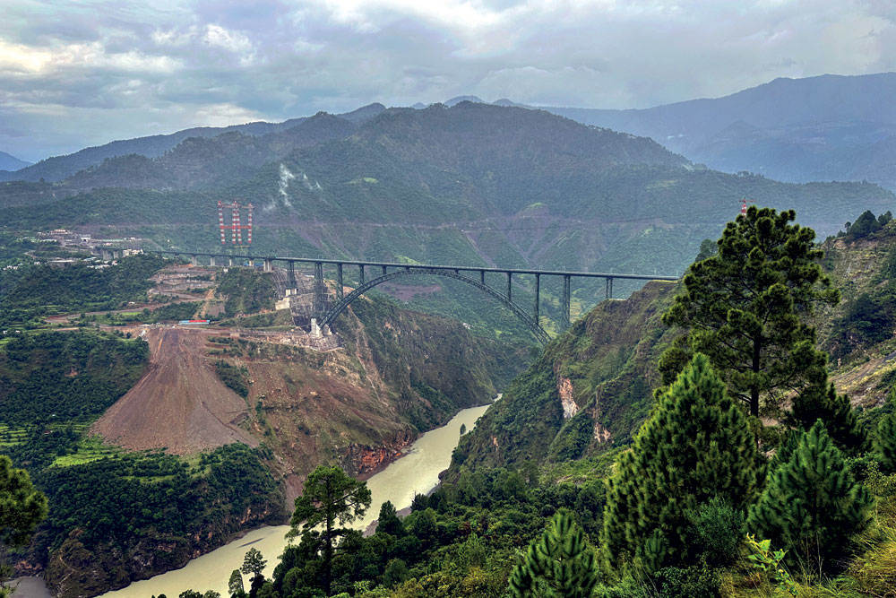 The Anji Khad Bridge, the world’s highest rail-arch bridge, on the Jammu-Baramulla Rail Link