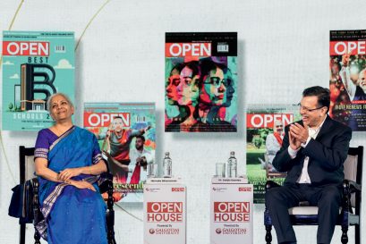 RP-Sanjiv Goenka Group Chairman Sanjiv Goenka and Union Finance Minister Nirmala Sitharaman in conversation at Open House, New Delhi, February 3, 2025