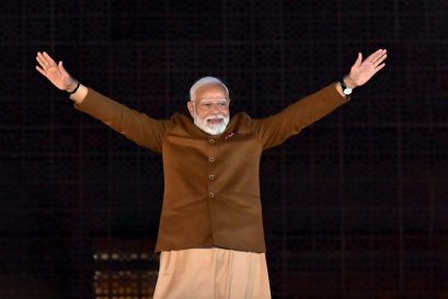 Prime Minister Narendra Modi at the BJP headquarters, New Delhi, February 8, 2025