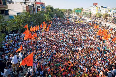 A protest by Hindus demanding exclusive rights to worship on the Thiruparankundram hill, Madurai, February 5, 2025