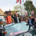 Former King Gyanendra at Tribhuvan International Airport, Kathmandu, March 9, 2025