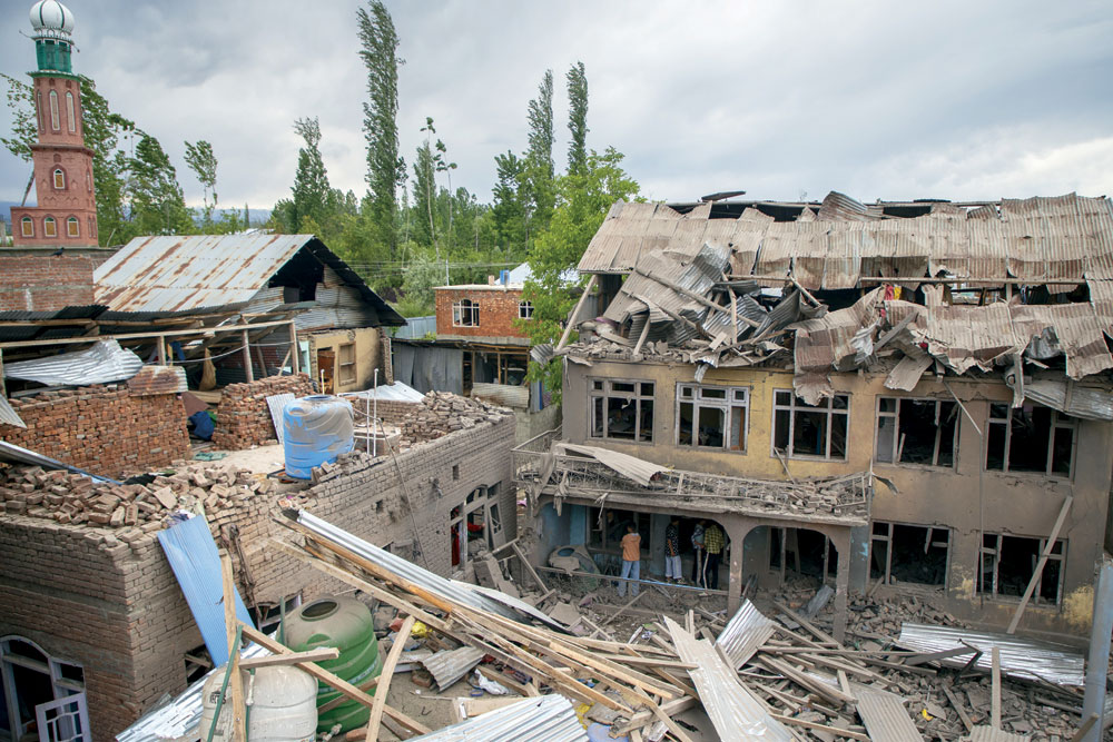 The home of a terrorist involved in the Pahalgam attack demolished by security forces, Pulwama, April 27, 2025 