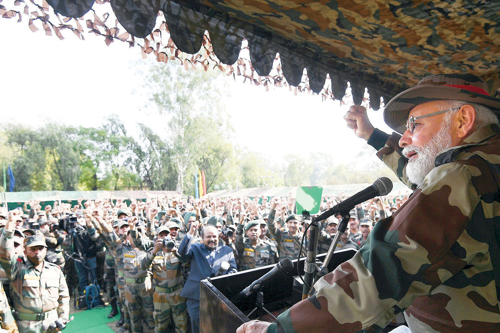 Modi addresses soldiers in Nowshera, Jammu & Kashmir, November 4, 2021 