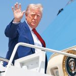 US President Donald Trump departs for Michigan to celebrate his first 100 days in office, Maryland, April 29, 2025