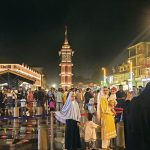 Tourists and locals at Srinagar’s Lal Chowk after its recent redevelopment