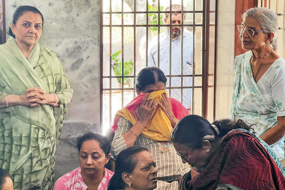 Relatives of former Gujarat Chief Minister Vijay Rupani who died in the crash, Rajkot