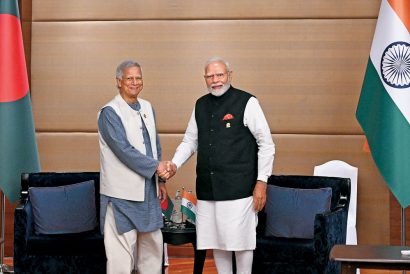Bangladesh Chief Adviser Muhammad Yunus and Prime Minister Narendra Modi in Bangkok, April 4, 2025