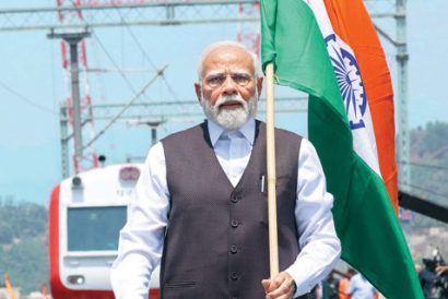 Prime Minister Narendra Modi at the inauguration of the Chenab railway bridge in Jammu & Kashmir, June 6, 2025