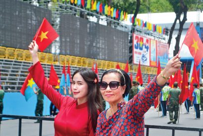 A commemoration outside the Reunification Palace, Ho Chi Minh City (Saigon)