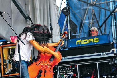 A band performs at the jazz festival