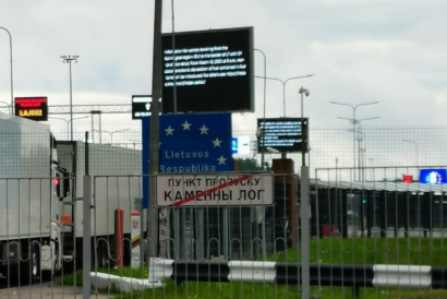 The border crossing between Belarus and Lithuania
