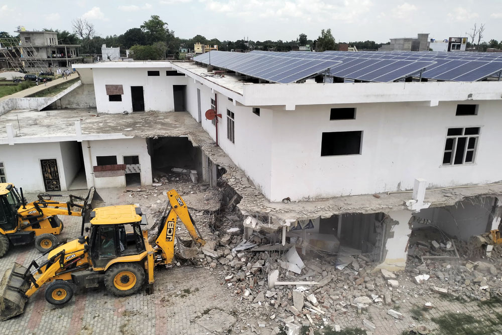 The Uttar Pradesh government razes a property owned by Chhangur Baba, July 9, 2025
