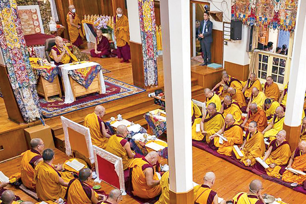 The Dalai Lama presides over the Medicine Buddha Prayers at the Main Tibetan Temple, June 15, 2025