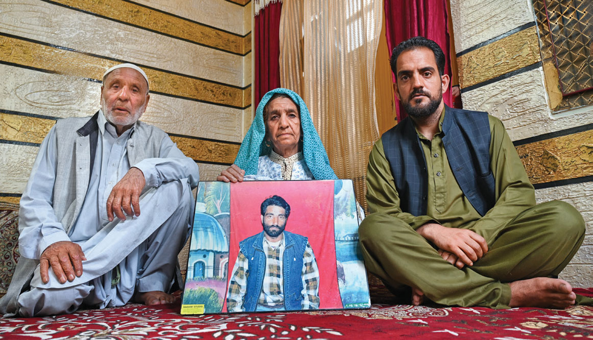 Tanvir Ahmad Bhat: The 32-year-old sits with his grandparents in Wagoora, Baramulla, remembering his father, Ali Mohammad Bhat, a former militant who surrendered his weapon and worked with the police. Known locally as Sher Dil, he played a key role in encouraging others to give up arms. On December 28, 1998, he was shot dead by terrorists near Watergam. 