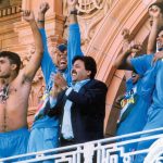 Sourav Ganguly celebrates India’s win in the NatWest Series final against England at Lord’s, London, July 13, 2002