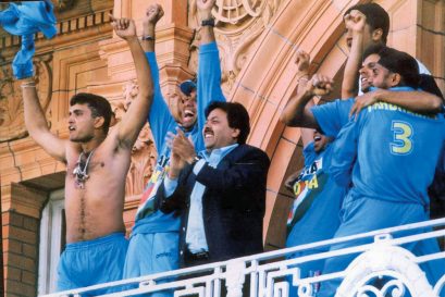 Sourav Ganguly celebrates India’s win in the NatWest Series final against England at Lord’s, London, July 13, 2002