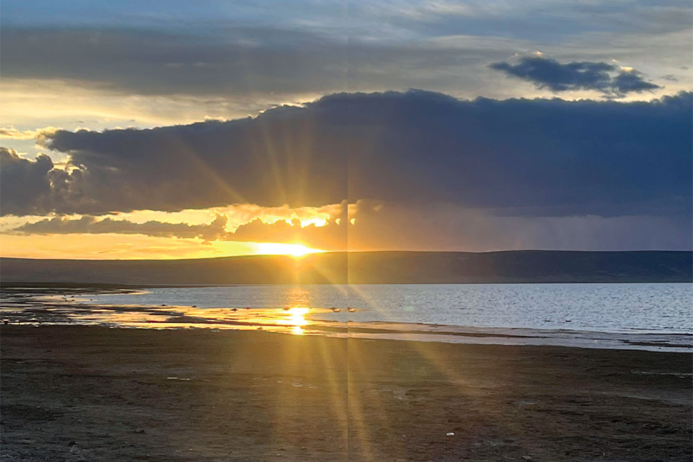 Sunset over Mansarovar Lake