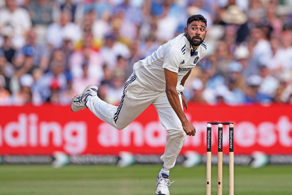 Mohammed Siraj in action during the second Test against England, Birmingham, July 4, 2025
