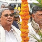 Karnataka Chief Minister Siddaramaiah and his deputy DK Shivakumar at Vidhana Soudha, Bengaluru, June 27, 2025