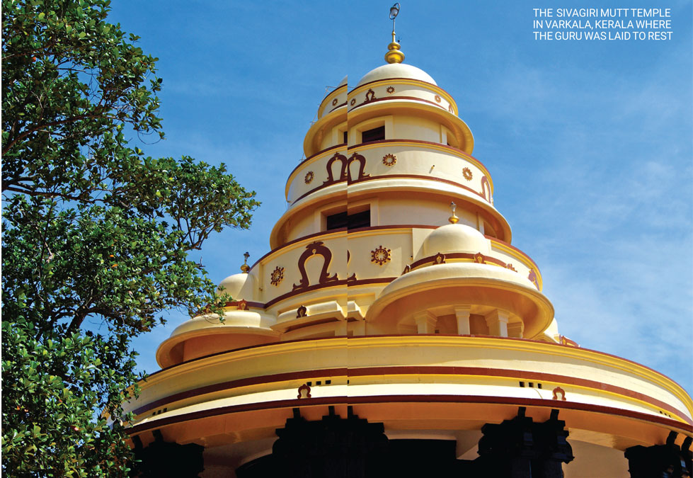 The Sivagiri Mutt Temple in Varkala, Kerala where the Guru was laid to rest