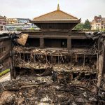 Burnt remains of Nepal’s parliament building following anti-corruption protests, Kathmandu, September 11, 2025
