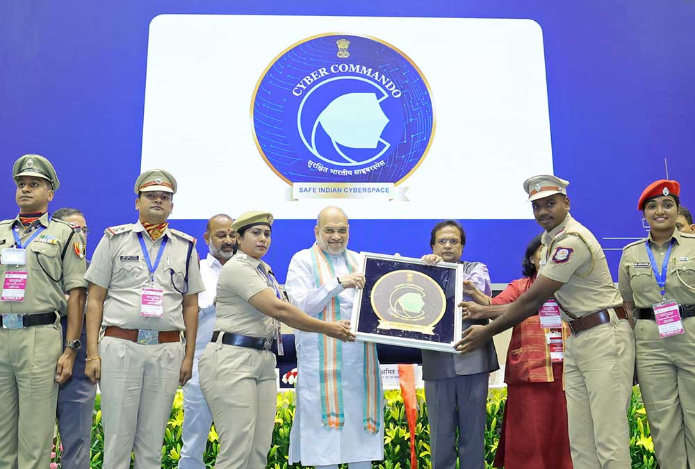 Union Home Minister Amit Shah unveils the logo of the Indian Cyber Crime Coordination Centre, New Delhi, September 11, 2024